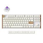 Keychron K8 HE TKL Wireless Bluetooth 2.4G Wired Triple Mode Hot Swappable Hall Effect Keyboard with QMK VIA Aluminum+Wood Frame Rapid Trigger for Mac Windows Linux-White