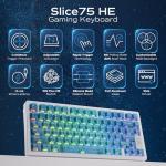 Mechanical Keyboard, Chilkey Slice75 HE Gaming Keyboard Wired, 75% Hall Effect Magnetic Aluminum Keyboard with WS Flux HE Clacky Switch, Rapid Trigger, 8K Polling, Per-Key RGB Custom, PC/Mac Support