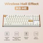 Keychron K8 HE TKL Wireless Bluetooth 2.4G Wired Triple Mode Hot Swappable Hall Effect Keyboard with QMK VIA Aluminum+Wood Frame Rapid Trigger for Mac Windows Linux-White