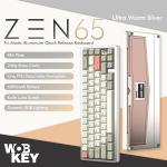 KEEBMONKEY WOBKEY Zen 65 65% Quick Release Wireless Mechanical Keyboard with RGB, CNC Aluminum Case, Hot-Swappable, VIA Support, BT/2.4G/USB-C Gaming Keyboard for Mac/Windows (Ultra Warm Silver)