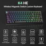 Keychron K4 HE 96% Wireless RGB Hall Effect Keyboard, Gateron Magnetic Switch, Analog Mode & Rapid Trigger, QMK/VIA, 2.4GHz/BT5.2/USB-C, Multitasker for Mac/Windows/Linux, Aluminum Frame - Black