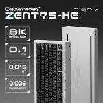 ZENT75-HE Aluminum 75% Wired Magnetic Keyboard, Gateron Jade Pro Switches, Hall Effect Keyboard with Adjustable Actuation, 0.01mm Rapid Trigger, 8000Hz Polling, 0.125ms Latency, RGB Backlit (White)