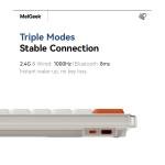 MelGeek O2 Wireless Mechanical Quiet Keyboard for Work, 75% Compact Office Keyboard, Low Profile, with Hot-Swappable and Pre-lubed Linear Switches,Bluetooth/2.4 GHz/USB-C for Mac Windows Linux