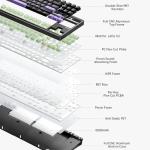 MCHOSE GX87 Ultra Wireless Mechanical Keyboard TKL 80% Gaming Keyboard Creamy QMK/VIA CNC Aluminum USB-C/BT5.0/2.4Ghz 8000mAh Battery Custom Hot Swappable RGB Backlit for Windows/Mac/PC White