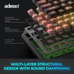 ADESSO EasyTouch 1500 Ergonomic Mechanical Keyboard with Cherry Red Switches Wired Wireless Bluetooth RGB Illuminated Multi OS for Mac VIA Programmable with Copilot AI Hotkey