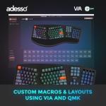 ADESSO EasyTouch 1500 Ergonomic Mechanical Keyboard with Cherry Red Switches Wired Wireless Bluetooth RGB Illuminated Multi OS for Mac VIA Programmable with Copilot AI Hotkey