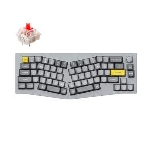 Keychron Q8 Wired Custom Mechanical Keyboard Knob Version, 65% Alice Layout QMK/VIA Programmable with Hot-swappable Gateron G Pro Red Switch Double Gasket Compatible with Mac Windows Linux (Grey)