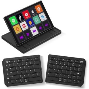 Touchscreen Keyboard with Stream Deck, Split Ergonomic Keyboard+8" Mini Screen Monitor, bluetooth, Macro keys trigger actions in apps and software like OBS, Twitch, YouTube and more, works with Mac/PC