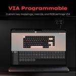 IQUNIX MQ80 Low Profile Mechanical Keyboard for Work and Gaming Tri Mode Wireless Wired CNC Aluminum Hot Swappable RGB Backlit Long Battery Life VIA Support (Silver)