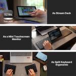 Touchscreen Keyboard with Stream Deck, Split Ergonomic Keyboard+8" Mini Screen Monitor, bluetooth, Macro keys trigger actions in apps and software like OBS, Twitch, YouTube and more, works with Mac/PC