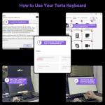 MP Mobile Pixels Tetra Keyboard with 8" Touchscreen, Customizable Hotkeys Wireless Ergonomic Keyboards, 3 Modular Layouts, Bluetooth Connectivity, USB-C Charging, Portable Keyboard for Windows/Mac
