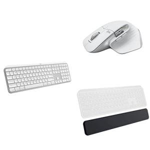 Logitech MX Keys S Combo for Mac, Wireless Keyboard and Mouse with Palm Rest, Backlit Keyboard, Fast Scroll Wireless Mouse, Bluetooth USB C for MacBook Pro, MacBook Air, iMac, iPad - Pale Grey