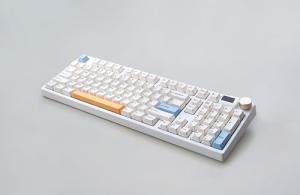 NJ98 Wireless Custom Mechanical Keyboard with Screen Knob 96% Hot Swappable RGB Keyboard Mac Windows (White, Steel Plate - Box Taro Ice Cream Pro)