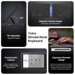 Touchscreen Keyboard with Stream Deck, Split Ergonomic Keyboard+8" Mini Screen Monitor, bluetooth, Macro keys trigger actions in apps and software like OBS, Twitch, YouTube and more, works with Mac/PC