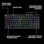Logitech G PRO X TKL Rapid Tenkeyless Wired Gaming Keyboard with Magnetic Analog Switches, RGB - Black, PC Gaming Keyboards, Pro