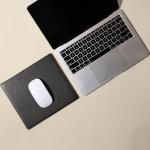 Leatherology Black Onyx Classic Leather Mouse Pad – Full-Grain Leather Desk Pad with Microsuede Bottom – Ergonomic, Durable & Stylish Workspace Accessory