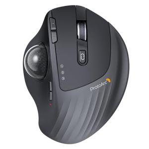 ProtoArc Wireless Trackball Mouse, EM01 NL Ergonomic Bluetooth Rollerball Thumb Rechargeable Computer Laptop Mouse, Adjustable Angle & 3 Device Connection for PC, Mac, Windows-Gray Ball