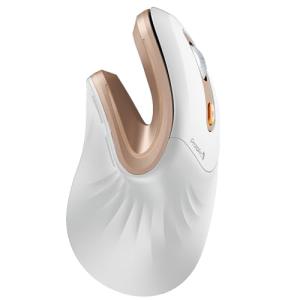 ProtoArc Ergonomic Mouse, EM11 NL Bluetooth Rechargeable Wireless Vertical Mouse, 3 Multi-Device Connectivity for Computer/PC/Laptop, 2.4GHz Optical Mice for Windows, Mac OS, White Gold