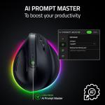 Razer Pro Click V2 Vertical Wireless Mouse: 6 Button Ergonomic Design - One Click AI Prompt - Supports Windows & Mac - Multi Device Connectivity via 2.4GHz, Bluetooth, or USB C Wired Mode - Chroma RGB