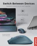 Lenovo Yoga Pro Mouse, Bluetooth, USB-C Rechargable, Dual Mode Bluetooth, 6 Button, Right Handed Design, Ergonomic Design, Programmable Buttons, 2-Way Metal Scroll Wheel, Tidal Teal