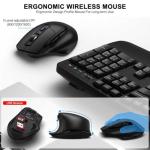 Wireless Keyboard and Mouse Combo, 2.4G Full Size Wave Keys Ergonomic Keyboard with Wrist Rest and 3-Level DPI Adjustable Wireless Ergonomic Mouse for Windows, Mac OS Desktop/Laptop/PC(Black)