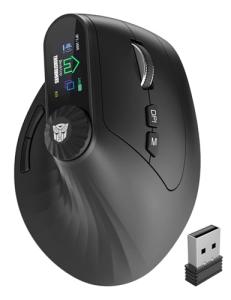 Transformers Vertical Ergonomic Mouse with LED Screen & Knob Control, Rechargeable Vertical Mouse Wireless, 3-Device Connectivity (2.4G + Dual Bluetooth), Quiet Clicks, Computer Mice for PC/Mac/Laptop