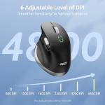 acer Ergonomic Mouse Wireless Rechargeable with Side Scroll (BT5.2+2.4GHz), Bluetooth Computer Mouse for Laptop, 6 Adjustable DPI, Office Cordless USB Mice, 8 Buttons, 4800 DPI for PC, Desktop