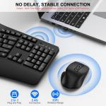 Wireless Keyboard and Mouse Combo, 2.4G Full Size Wave Keys Ergonomic Keyboard with Wrist Rest and 3-Level DPI Adjustable Wireless Ergonomic Mouse for Windows, Mac OS Desktop/Laptop/PC(Black)