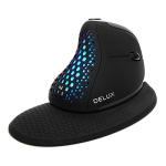 DELUX Seeker Ergonomic Mouse Wireless, Vertical Mouse with OLED Screen, 6 Buttons&Thumb Wheel Function, Silent Click, Up to 7200DPI, Programmable, Rechargeable, BT/2.4G/Wired, RGB Light(M618XSD-Black)