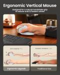 ProtoArc Ergonomic Mouse, EM11 NL Bluetooth Rechargeable Wireless Vertical Mouse, 3 Multi-Device Connectivity for Computer/PC/Laptop, 2.4GHz Optical Mice for Windows, Mac OS, White Gold