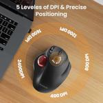 SABLUTE Wireless Trackball Mouse with 5-Level DPI, Ergonomic Mouse Wireless 2.4G Plug-and-Play for 3 Devices (Bluetooth or USB Receiver), 500mAh Battery, Compatible with PC/Laptop/Mac/Windows