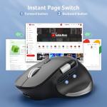 acer Ergonomic Mouse Wireless Rechargeable with Side Scroll (BT5.2+2.4GHz), Bluetooth Computer Mouse for Laptop, 6 Adjustable DPI, Office Cordless USB Mice, 8 Buttons, 4800 DPI for PC, Desktop