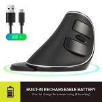 DELUX Wireless Ergonomic Vertical Mouse, Rechargeable Ergo Mouse for large Hands, Slient Click, Removable Wrist Rest, Up to 4000 DPI, 6 Buttons,2.4G Dual Mode, Compatible with Laptop/PC (M618PD-Black)