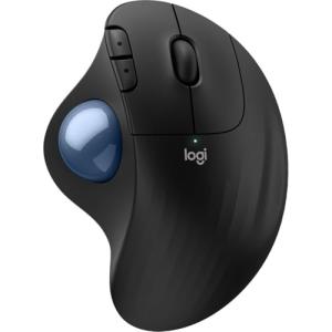 Logitech Ergo M575S Wireless Ergonomic Trackball Mouse, Black/Blue (910-007026)