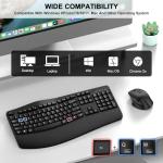 Wireless Keyboard and Mouse Combo, 2.4G Full Size Wave Keys Ergonomic Keyboard with Wrist Rest and 3-Level DPI Adjustable Wireless Ergonomic Mouse for Windows, Mac OS Desktop/Laptop/PC(Black)