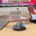 Nulea M501 Wireless Trackball Mouse, Rechargeable Ergonomic, Easy Thumb Control, Precise & Smooth Tracking, 3 Device Connection (Bluetooth or USB Receiver), Compatible for PC, Laptop, Mac, Windows.