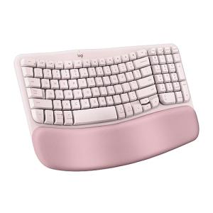 Logitech Wave Keys Wireless Ergonomic Keyboard with Cushioned Palm Rest, Comfortable Natural Typing, Easy-Switch, Bluetooth, Logi Bolt Receiver, for Multi-OS, Windows/Mac - Rose