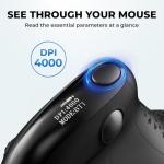 DELUX Seeker Ergonomic Mouse Wireless, Vertical Mouse with OLED Screen, 6 Buttons&Thumb Wheel Function, Silent Click, Up to 7200DPI, Programmable, Rechargeable, BT/2.4G/Wired, RGB Light(M618XSD-Black)