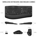 Wireless Keyboard and Mouse Combo, 2.4G Full Size Wave Keys Ergonomic Keyboard with Wrist Rest and 3-Level DPI Adjustable Wireless Ergonomic Mouse for Windows, Mac OS Desktop/Laptop/PC(Black)