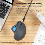 Nulea M501 Wireless Trackball Mouse, Rechargeable Ergonomic, Easy Thumb Control, Precise & Smooth Tracking, 3 Device Connection (Bluetooth or USB Receiver), Compatible for PC, Laptop, Mac, Windows.