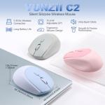 YUNZII C2 Wireless Mouse,2.4GHz Cute Silicone Noiseless Wireless Computer Mouse, Quiet Clicks, 3 Adjustable DPI, 1600 DPI Optical Tracking, Portable Ergonomic Mice for Laptop/PC/Mac (Blue)