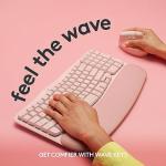 Logitech Wave Keys Wireless Ergonomic Keyboard with Cushioned Palm Rest, Comfortable Natural Typing, Easy-Switch, Bluetooth, Logi Bolt Receiver, for Multi-OS, Windows/Mac - Rose