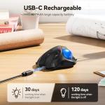 TECKNET Pro Wireless Trackball Mouse, Bluetooth Mouse with Ergonomic Thumb Control, USB-C Rechargeable, RGB Light Mice with Adjustable DPI, 3-Device Connectivity (BT or 2.4G),for PC/Mac/Laptop - Black