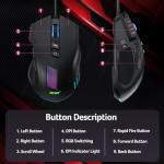 acer Wired Gaming Mouse, 12,800 DPI RGB Ergonomic Computer Mouse with Optical Sensor, 8 Programmable Buttons, 12 Backlit Modes, Software for DIY Keybinds, Rapid Fire, USB Gaming Mice for Laptop, PC