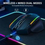Redragon Wireless Gaming Mouse, Ergonomic Mouse 16000 DPI with Rapid Fire Key, 9 Macro Buttons, 170-Hour Durable Power Capacity and RGB Backlight Wired/Wireless Mouse for Laptop/Mac/PC