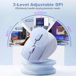 YUNZII C2 Wireless Mouse,2.4GHz Cute Silicone Noiseless Wireless Computer Mouse, Quiet Clicks, 3 Adjustable DPI, 1600 DPI Optical Tracking, Portable Ergonomic Mice for Laptop/PC/Mac (Blue)