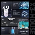 ATTACK SHARK X3 Wireless Gaming Mouse, 49g Bluetooth/2.4G/USB-C Ergonomic Computer Mouse, PAW3395 26K DPI Sensor, 200h Battery Life, Programmable Buttons, Gaming Accessories for PC/Laptop/Mac