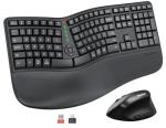 MEETION Ergonomic Keyboard and Mouse, Wireless Keyboard with Vertical Mouse, Split Curved Keyboard with Wrist Rest, Natural Typing USB Receiver Rechargeable Full Size, Windows/Mac/PC/Laptop, Large