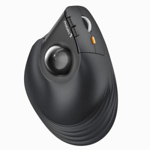 ProtoArc Vertical Wireless Trackball Mouse, EM05 NL Bluetooth Ergonomic Rollerball Mouse Rechargeable Computer Laptop Thumb Mice, 3 Device Connection, Compatible with iPad, Mac, Windows, PC-Gray