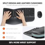 MEETION Ergonomic Keyboard and Mouse, Wireless Keyboard with Vertical Mouse, Split Curved Keyboard with Wrist Rest, Natural Typing USB Receiver Rechargeable Full Size, Windows/Mac/PC/Laptop, Large